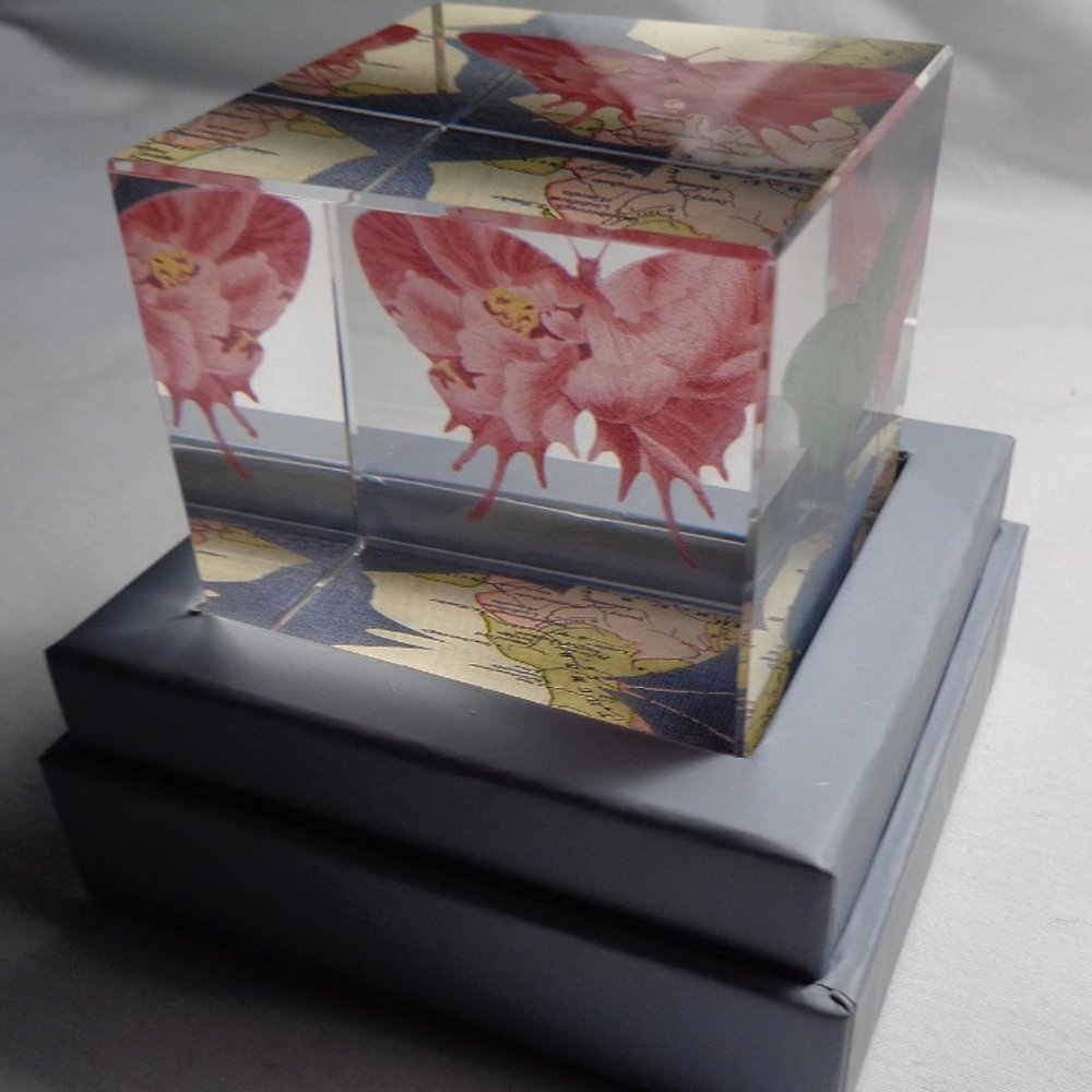 Fringe Studio Butterfly Paperweight with Map Design